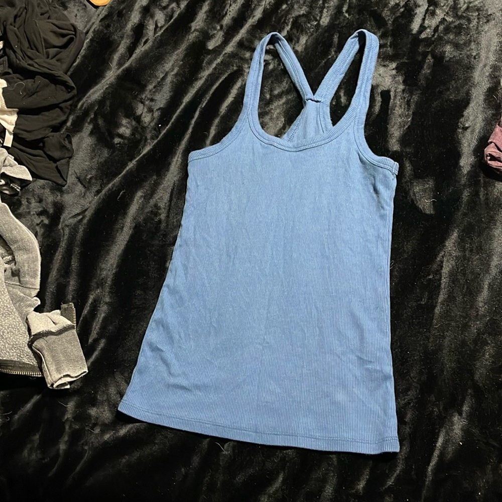 Blue Ribbed Tank Top